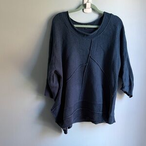 Blue Knit Asymmetrical Swing Sweater